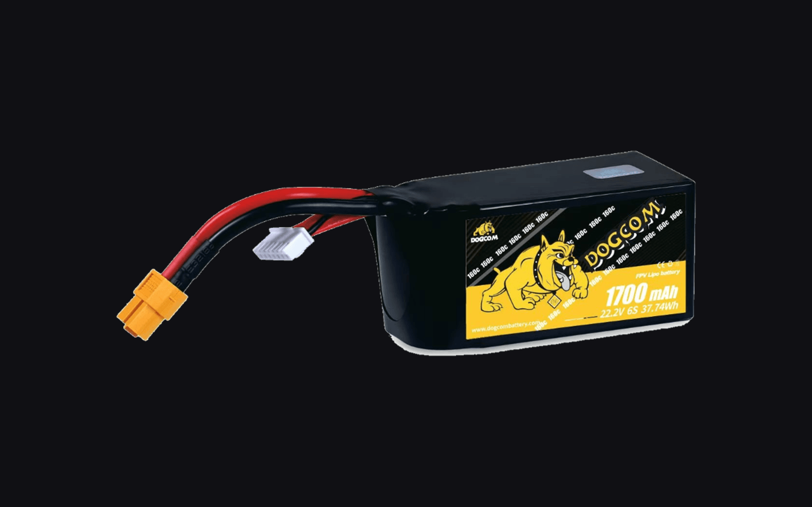 Baterija DOGCOM 6S 1700 mAh sa oznakom 37,74 Wh i XT60 konektorom
